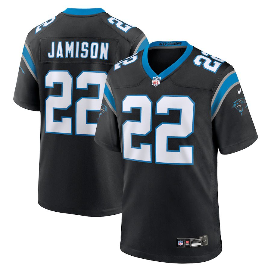 Men Carolina Panthers 22 DShawn Jamison Nike Black Team Game NFL Jersey